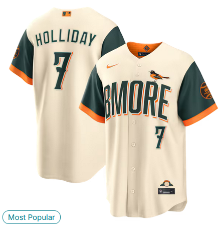 youth Baltimore Orioles #7 Holliday Beavers Cream Nike 2026 City Connect Stadium Jersey->youth mlb jersey->Youth Jersey